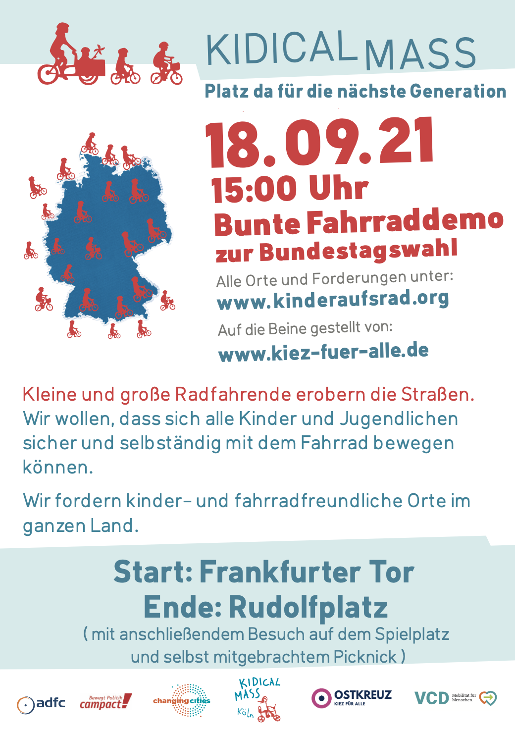 Plakat Kidical Mass September 2021 Berlin Ostkreuz